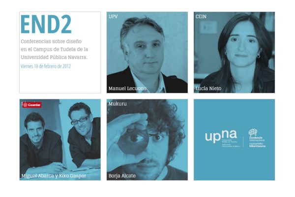Flyer promoción Conferencias sobre diseño en el campus de Tudela Universidad publica de Navarra END2
