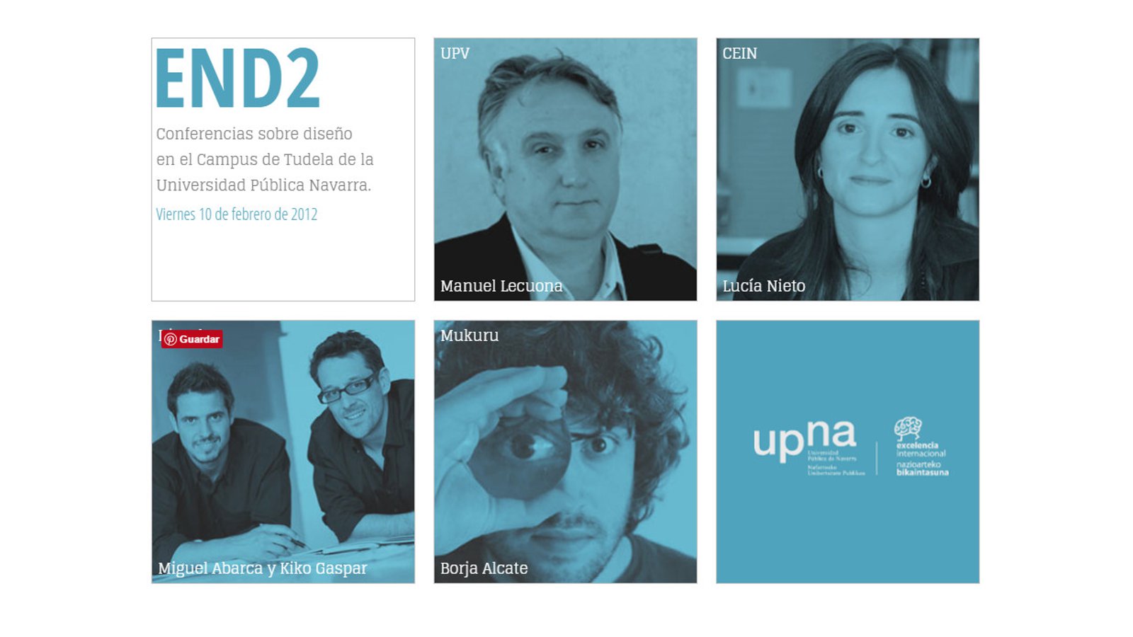 Flyer promoción Conferencias sobre diseño en el campus de Tudela Universidad publica de Navarra END2
